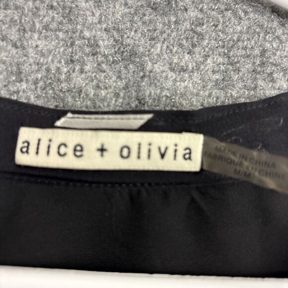 Alice Olivia Top Blouse  Womens Size M Black Sheer Unlined Ethereal Refined - Picture 3 of 8